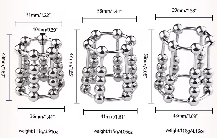MT - 滑动球金属阴茎环 中码  照片-6