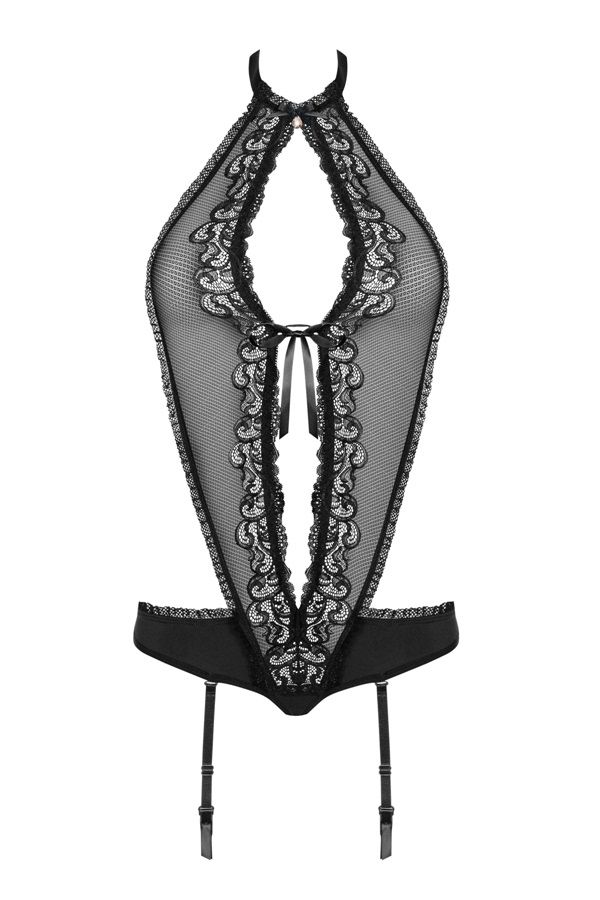 Incredibly sexy teddy together with seductive garter belt? A... Obsessive - 830-TEG-1 Teddy - Black - L/XL photo-8