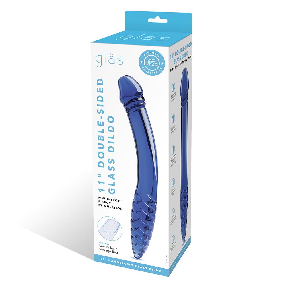 Discover unparalleled pleasure with Glas' 11" Doubl... Glass - 11" Double Dildo - Blue photo-9