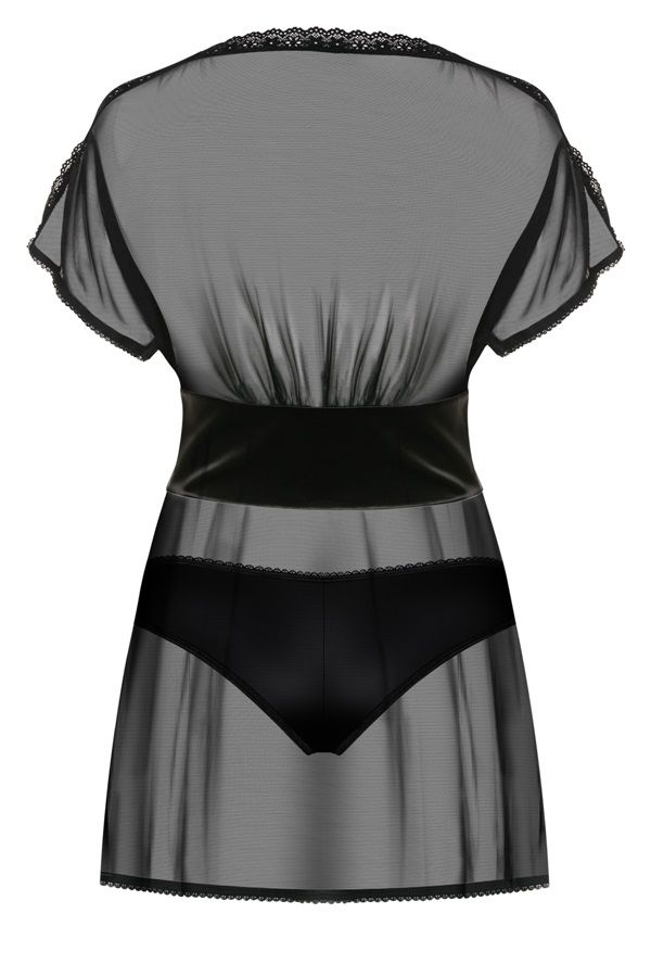 Satin fabric, sexy lacing and unique details. You’ve found s... Obsessive - 868-BAB-1 Babydoll & Thong - Black - S/M photo-8
