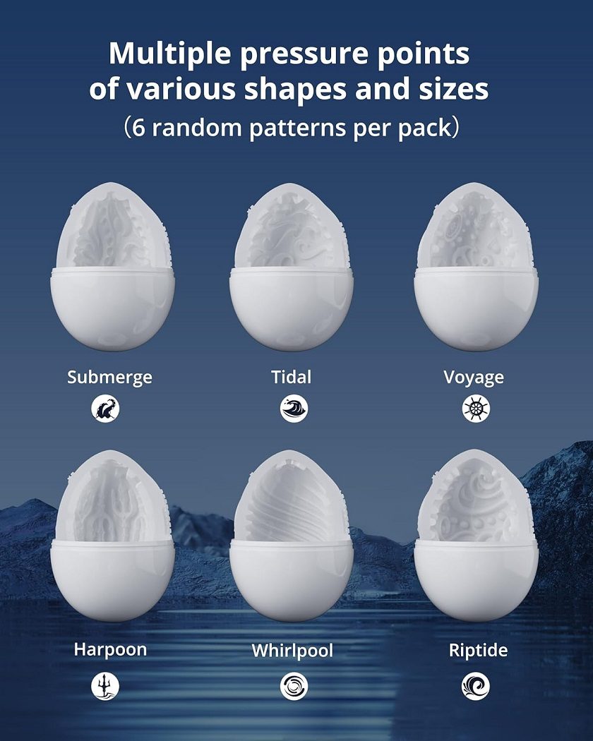 Experience six unique internal textures for different sensat... Lovense - Kraken 6-pack Egg Masturbator photo-2