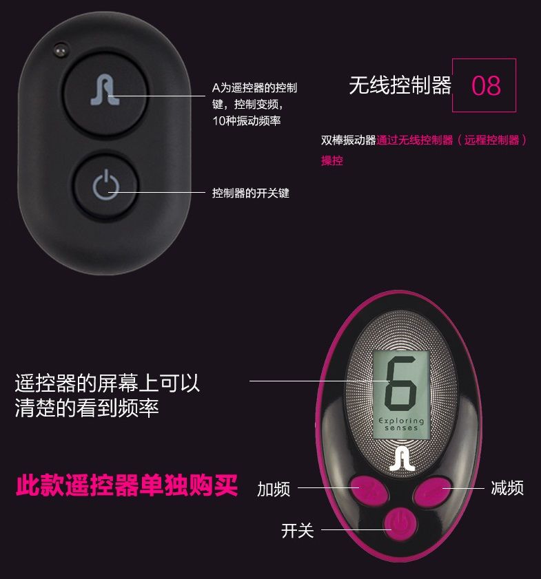 迷你双龙按摩器,自带可拆卸头套,实属情侣的理想情趣用品!
2X按摩器可供阴道和肛门享用。该产品采用双棒双马达设计,两头... Adrien Lastic - 2X 双头震动器 照片-26