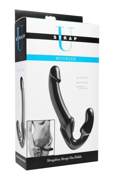 With this strap-free strap on dildo, there will be nothing b... Strap U - Revolver Strapless Strap On G-Spot - Black photo-6