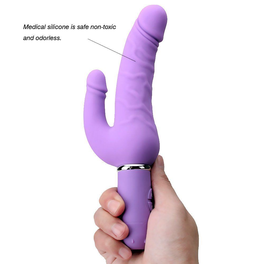 Modern design vibrator for a double penetration. 30 vibratio... Aphrodisia - Levina Double Penis - Purple photo-6