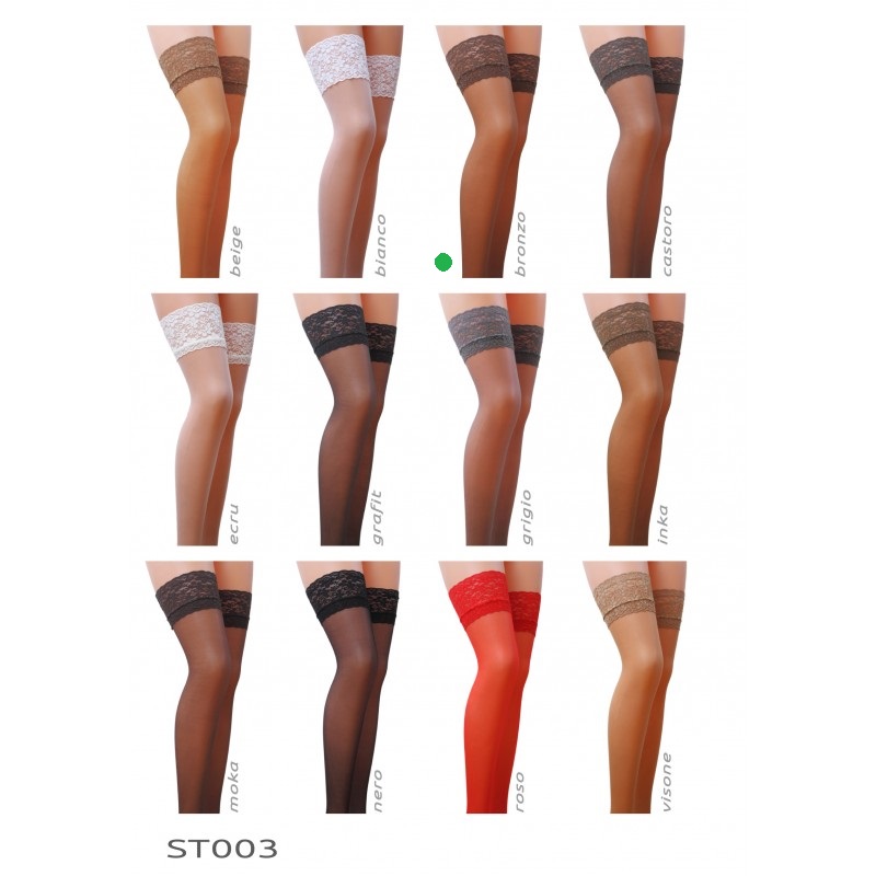 Self-supporting stockings with lace, two strips of silicone,... Passion - ST003 Stockings - Bronze - 3/4 photo-4