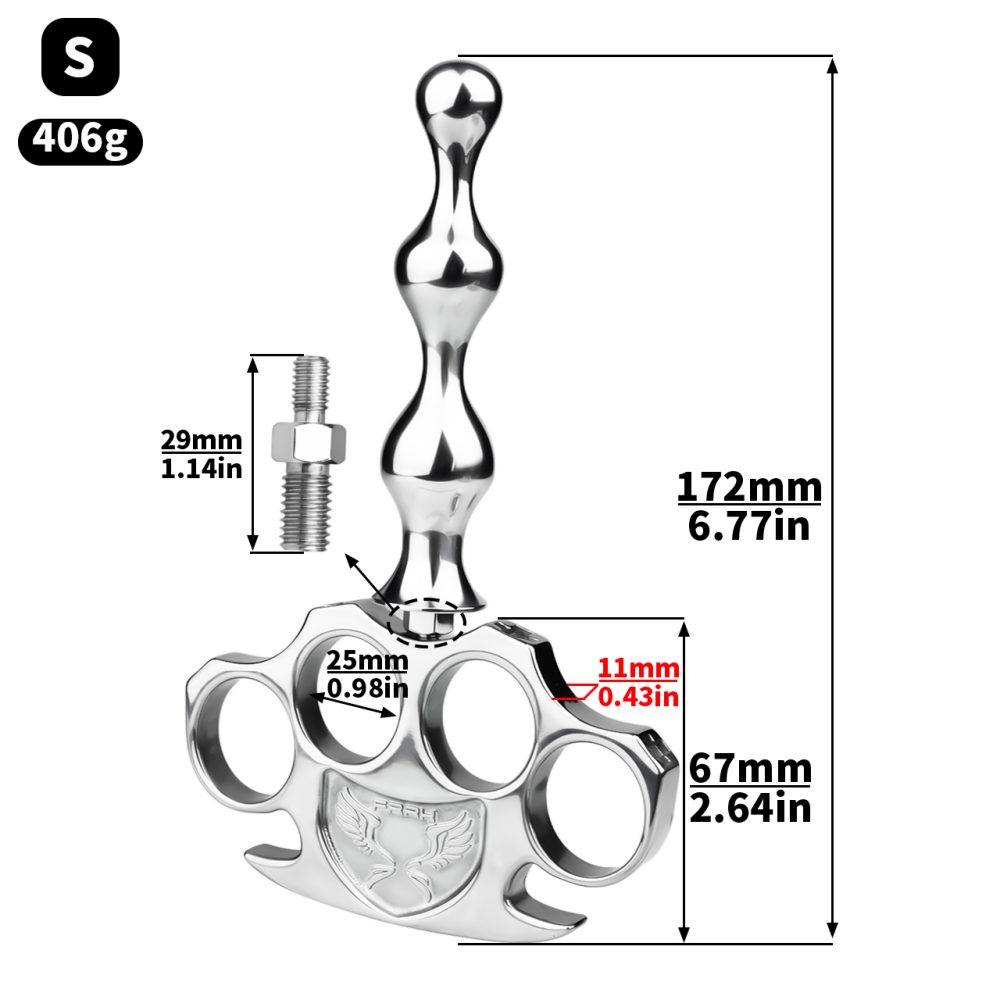 Material: 304 Stainless steel
Total high: 102mm &... FAAK - Knuckle Metal Anal Plug S photo-12