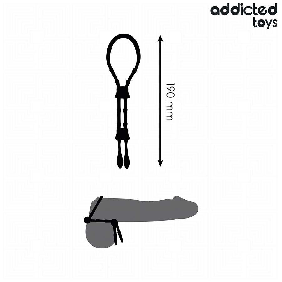 The Addicted Toys Adjustable Silicone Penis Rope is designed... Addicted Toys - Adjustable Lasso Cock Ring - Black photo-5