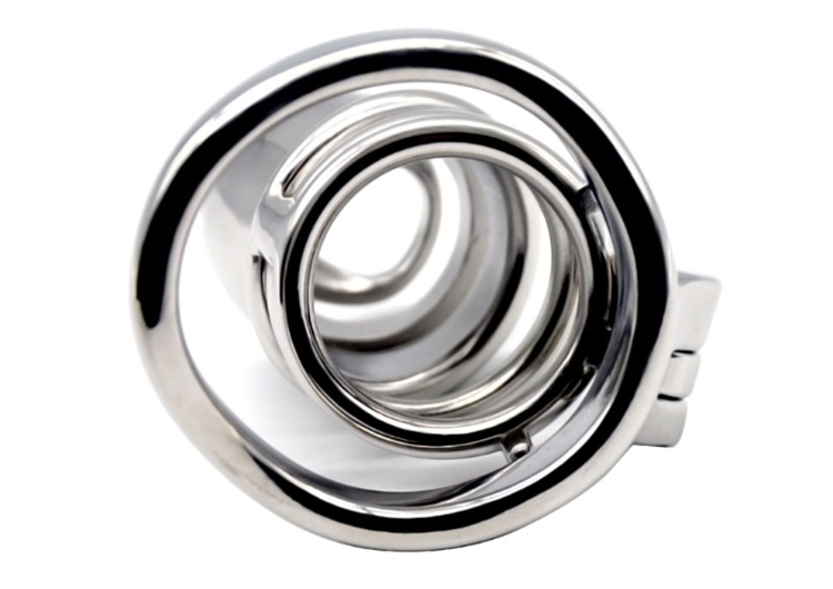 FAAK - 男用貞操鎖 14 連弧形環 45mm - 銀色 照片-6