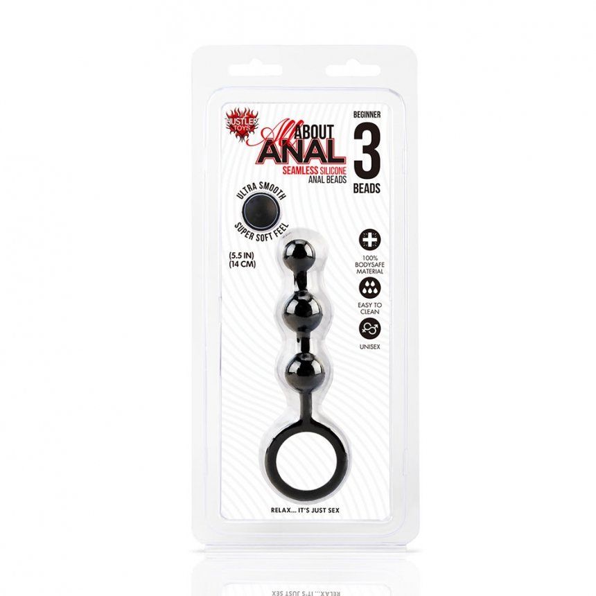 Take your anal play up a notch with the All About Anal line ... Hustler - Silicone Anal Beads 3 Balls - Black photo-3