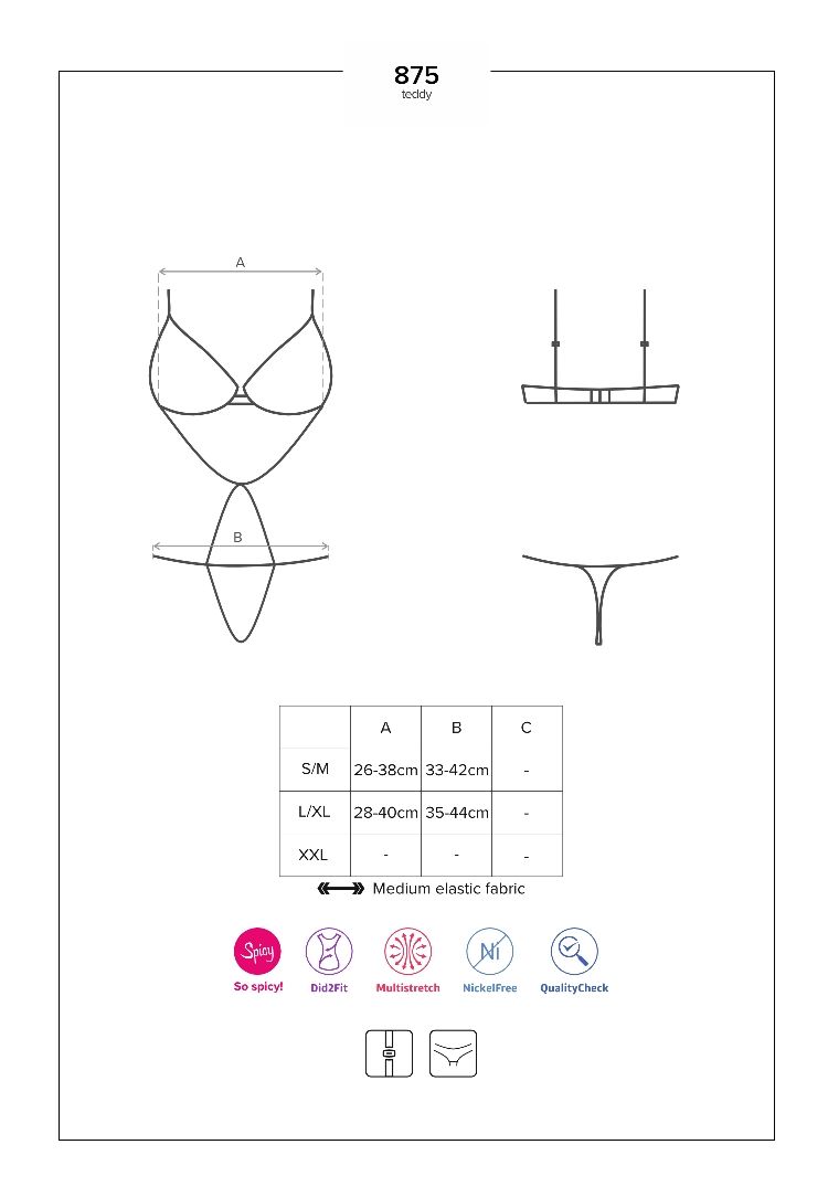 Obsessive - 875-TED-1 Crotchless Teddy - Black - L/XL photo-9