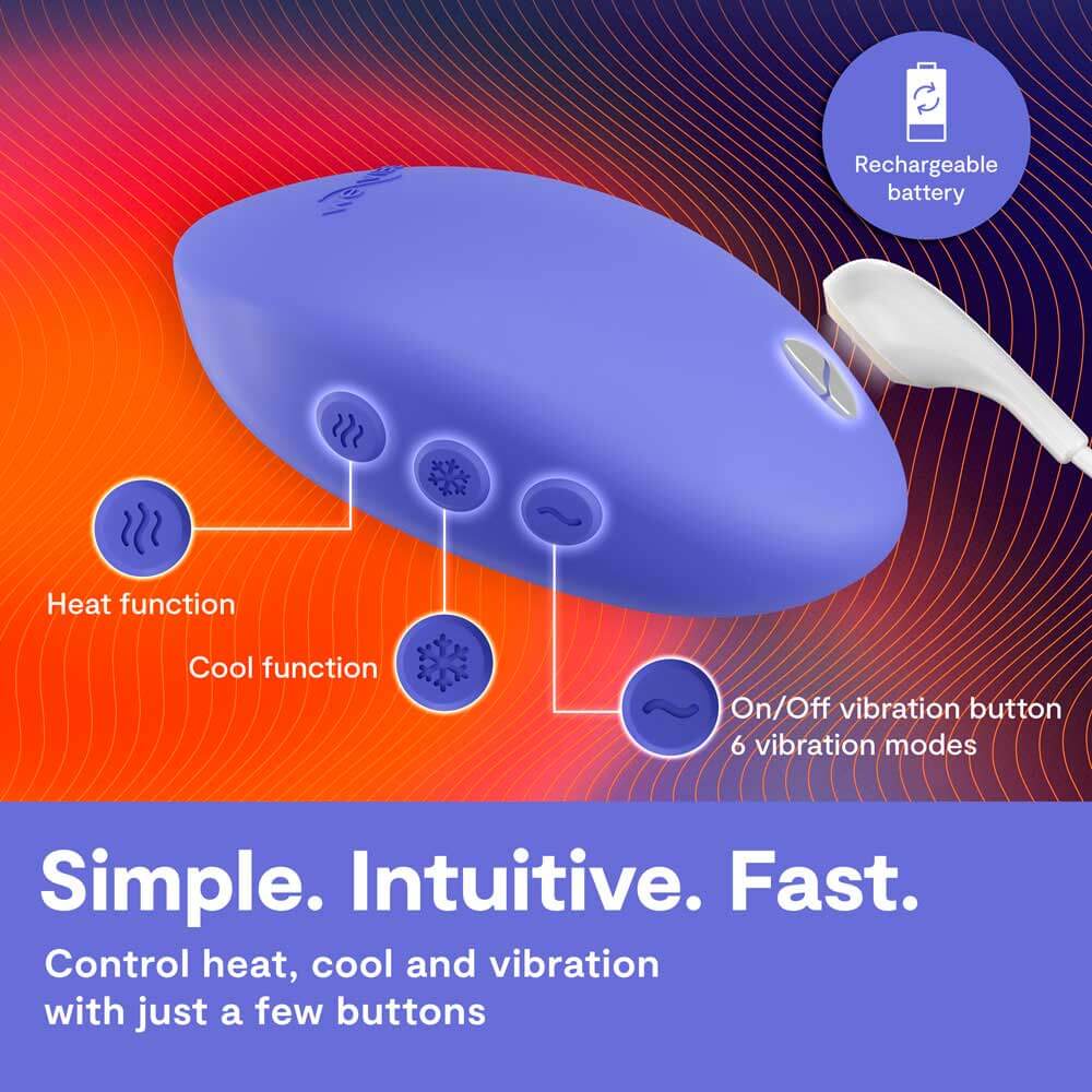 Designed as a lay-on vibrator with precision temperature... We-Vibe - Temp Cooling & Heating Massager - Lavender Blue photo-10