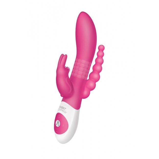 Simultaneously target the g-spot, clitoris and anus with 3 w... TRC - The Beaded DP Rabbit - Hot Pink photo-4