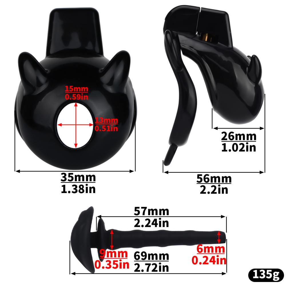 Material: Resin
Cage high: 26mm
Cage length: 56mm &nb... FAAK - Resin Pig Chastity Cage w Catheter - Black photo-10