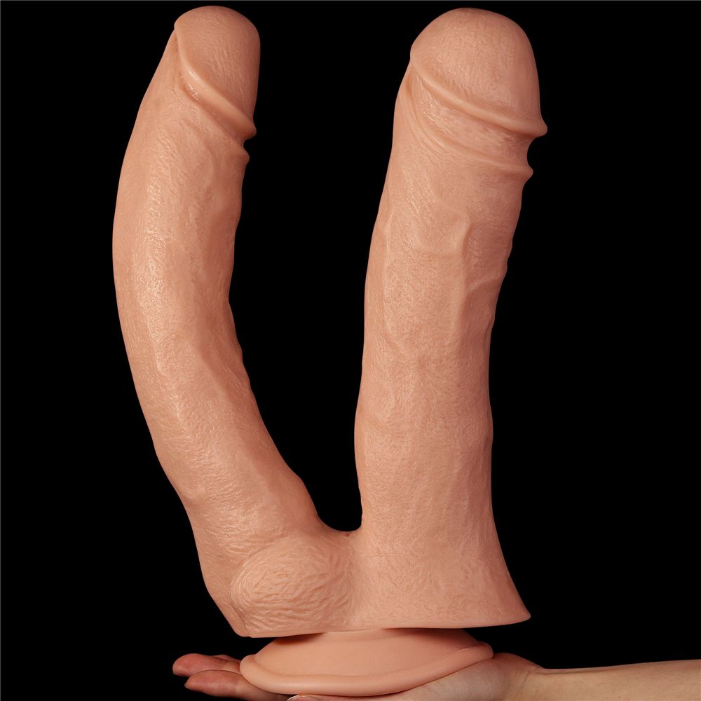 Explore every inch of legendary king-sized realistic Mega do... Lovetoy - 12" Mega Double Dildo - Flesh photo-4