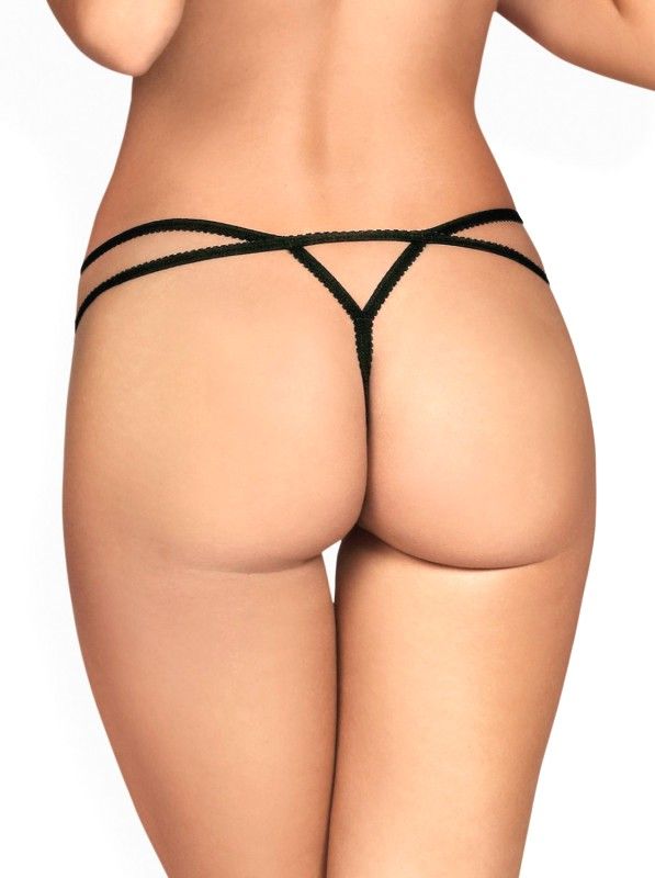 Beautiful and super sensual thong – that’s exactly what you ... Obsessive - 879-THO-1 Thong w Straps - Black - S/M photo-2