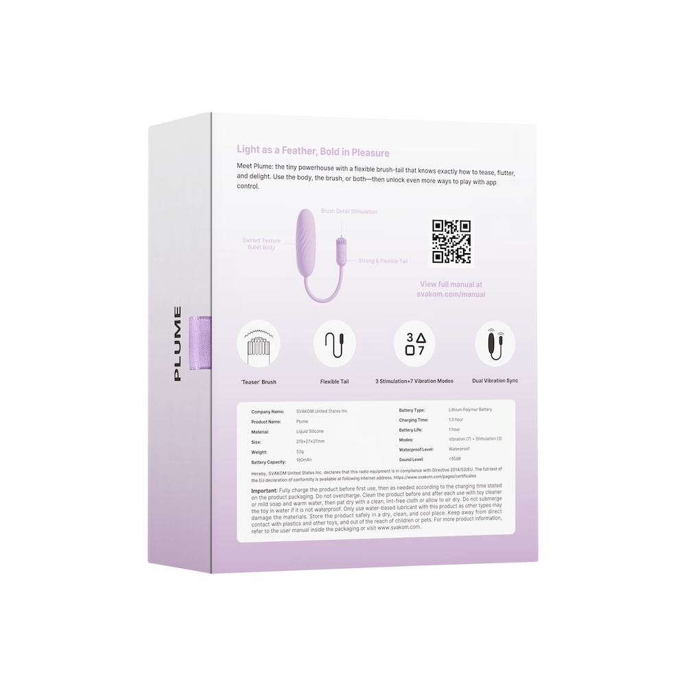 SVAKOM - Plume Interactive Bullet Vibrator - Pastel Lilac photo-12