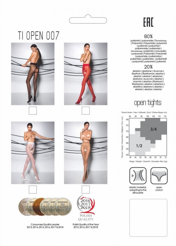 Exclusive tights with an open crotch. A classic, elegant mod... Passion - Tiopen 007 Pantyhose - White - 1/2 photo-3
