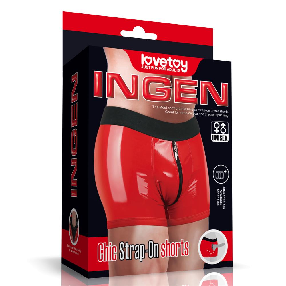 Introducing the "Chic Strap-On shorts" - an innova... Lovetoy - Chic Strap-On Shorts - Red - L/XL photo-16