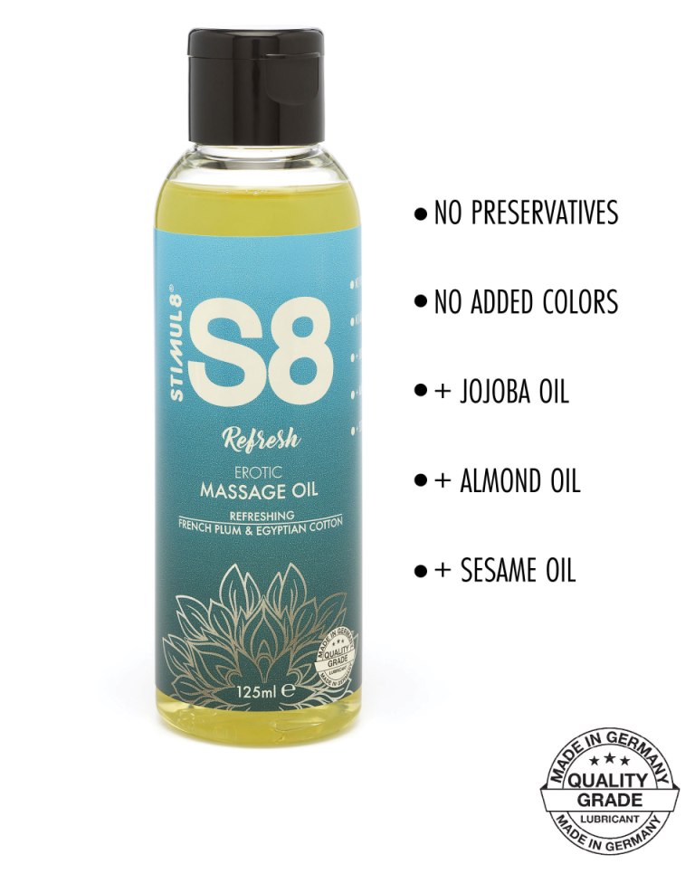 These rich S8 massage oils are a unique blend of 3 powerful ... S8 - French Plum & Egyptian Cotton Massage Oil - 125ml photo-2