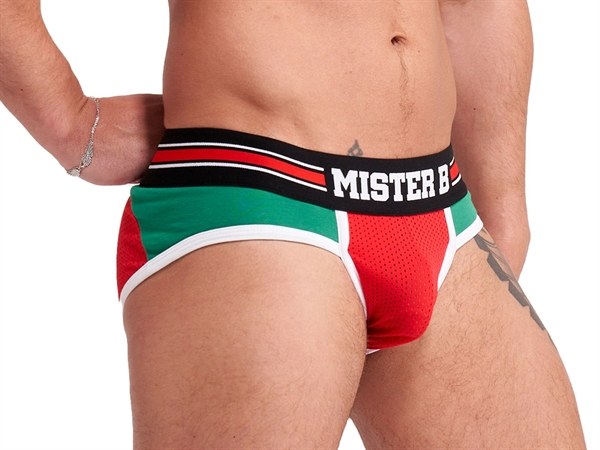 These duo coloured briefs are made of 54% POLYESTER 24 Mister B - Urban Lisbon Jock Brief - Red/Green - L photo-3