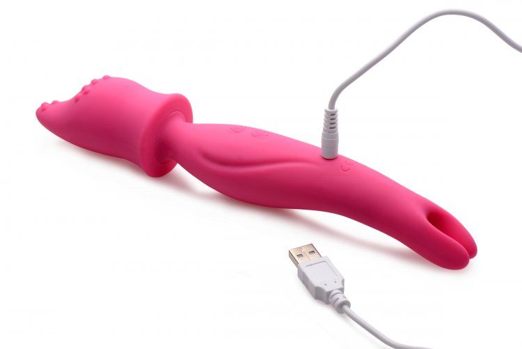 This rechargeable massager was designed with the contours of... Wand Essentials - Dual Diva 2 in 1 Silicone Massager - Pink photo-5