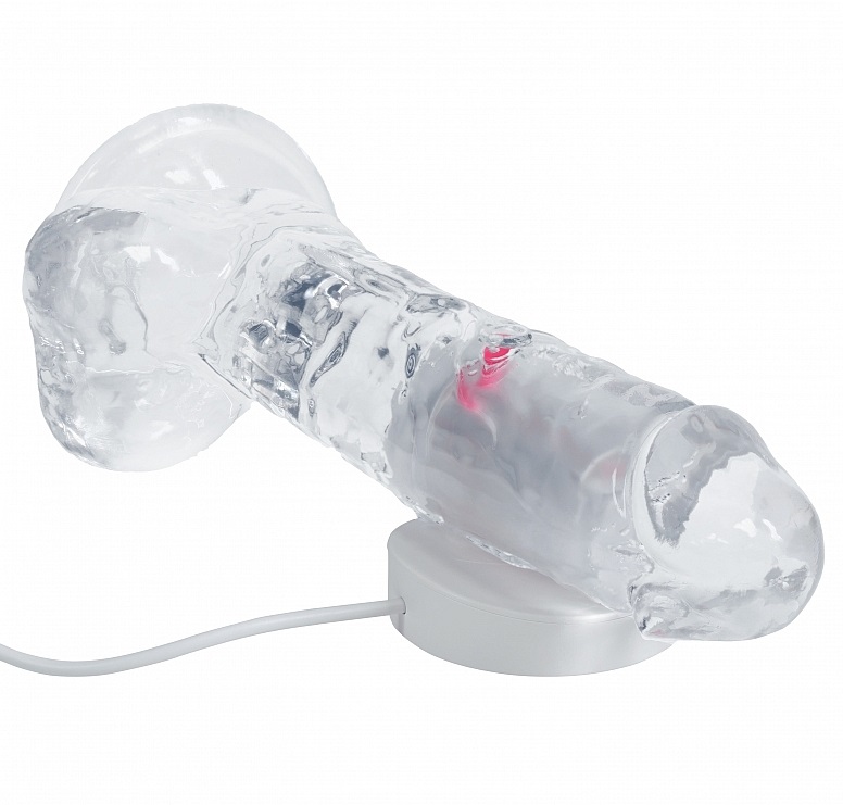 RealRock - 7" LED Vibro Dildo w Balls - Clear 照片-8