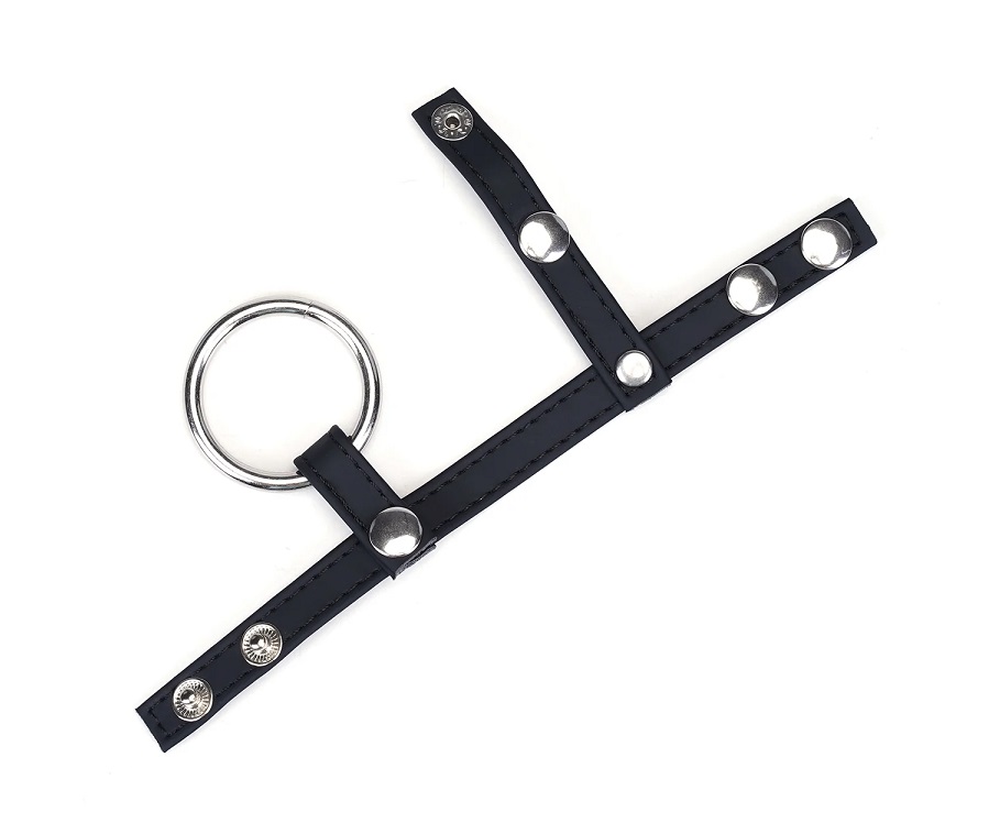 Popper fastenings and customizable sizes make wear and remov... Vegan Fetish - Ball Divider Strap - Black photo-2