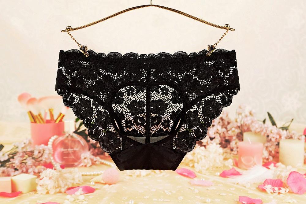 SB - Floral Panties w Open Back - Black photo-8
