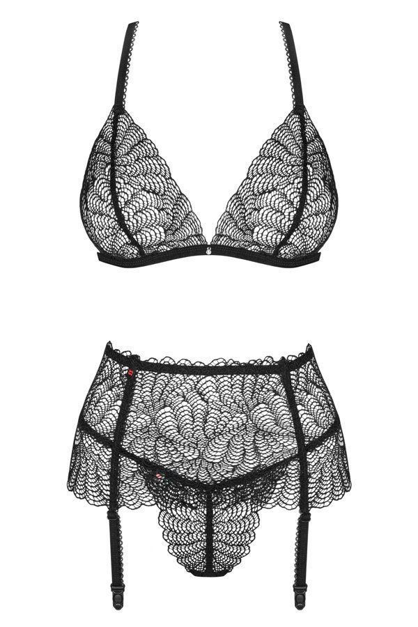 Are you feminine, sensual, delicate and a little bit frivolo... Obsessive - Chiccanta 3 pcs Set - Black - L/XL photo-7