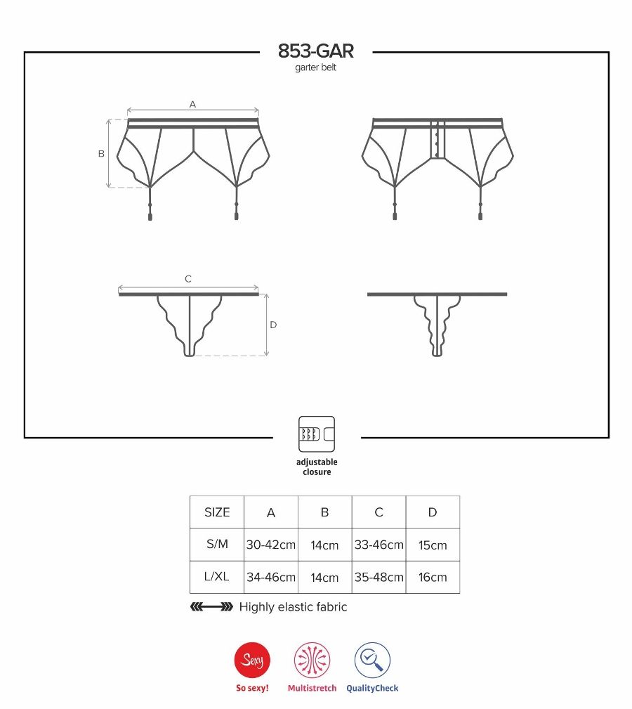 Obsessive - 853-GAR-3 Garter Belt & Thong - Red - S/M photo-9