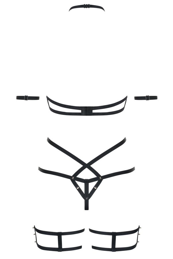 Obsessive - 858-SET-1 內衣 3件套裝 - 黑色 - S/M 照片-8