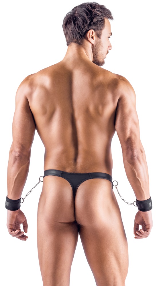 Svenjoyment - Male Thong w Hand Cuffs - Black - S photo-4