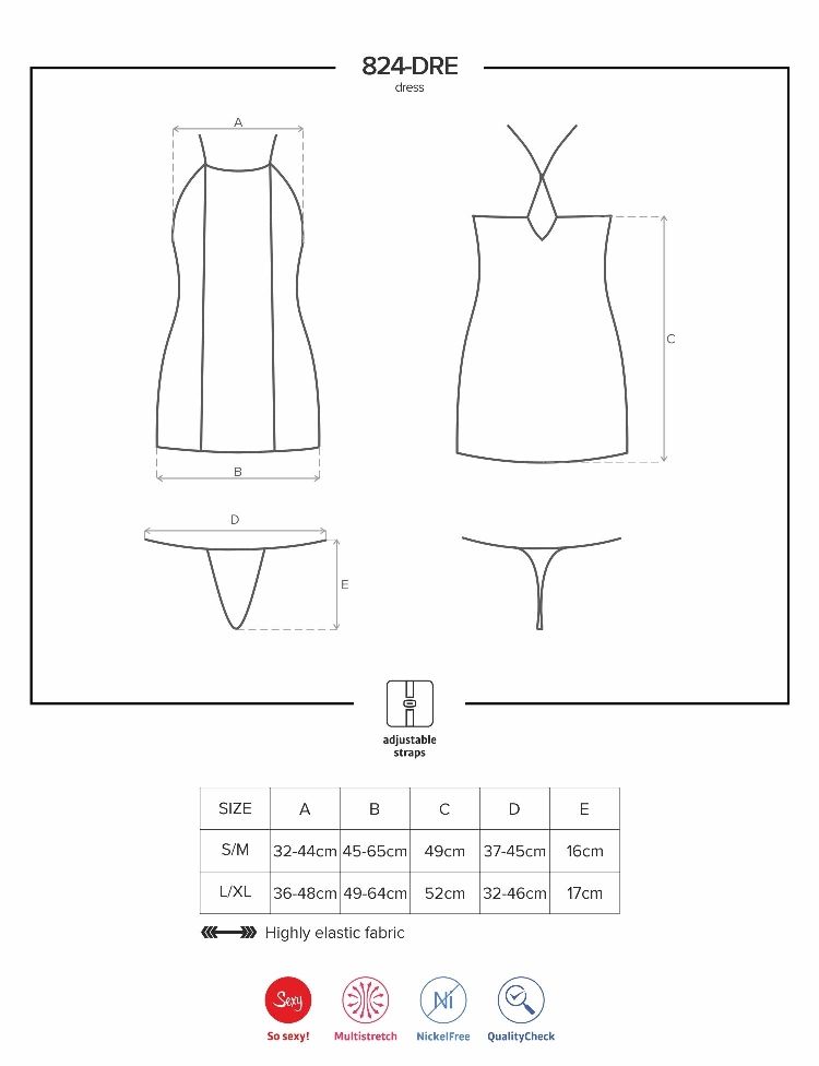 Obsessive - 824-DRE-1 Dress & Thong - Black - L/XL photo-9