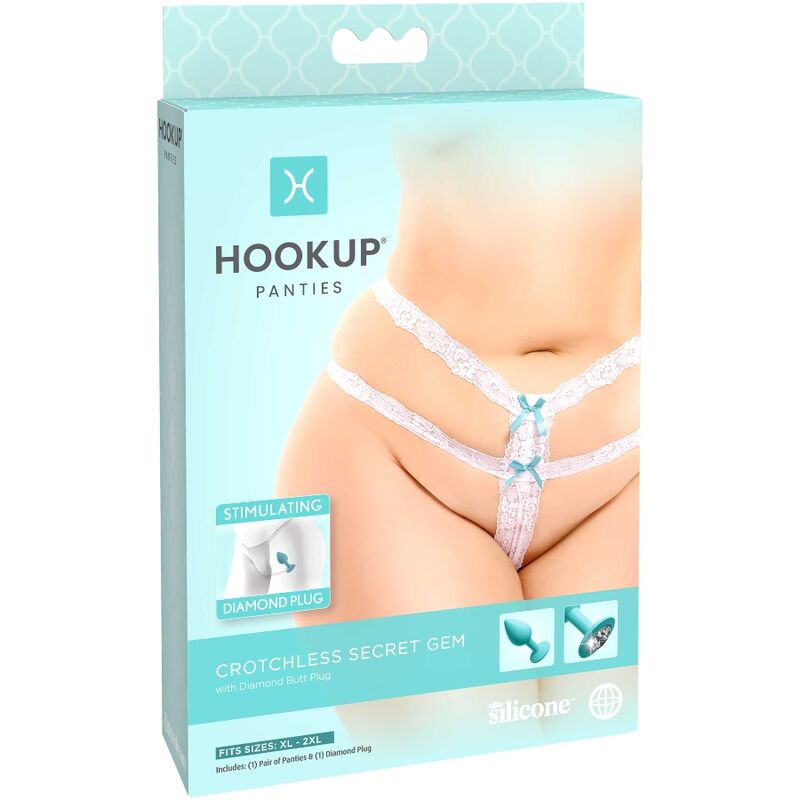 These provocative pleasure panties don’t just look and feel ... Hook Up - Crothless Secret Gem Set - Blue - XL/2XL photo-7