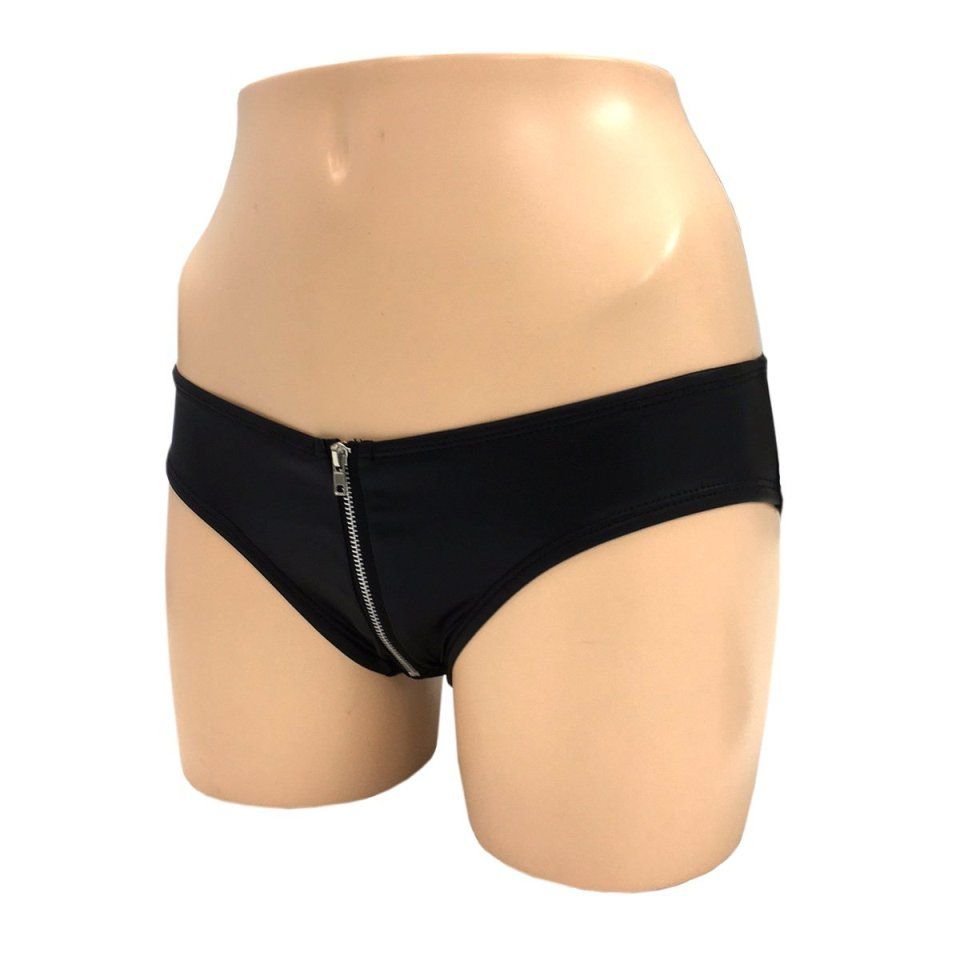 Hard design with front zipper attached.
The front is a thin ... Costume Garden - GB-375 Zipper Leather Bikini - Black photo-3