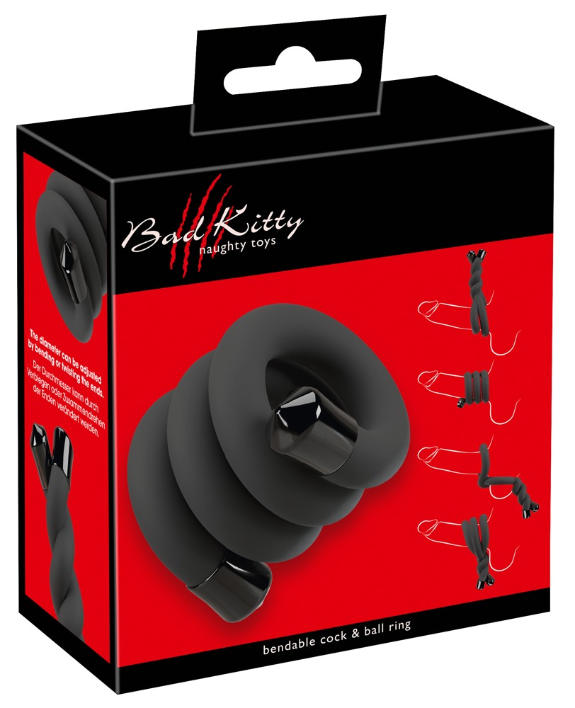 Bad Kitty - Bendable Cock & Ball Ring - Black 照片-11