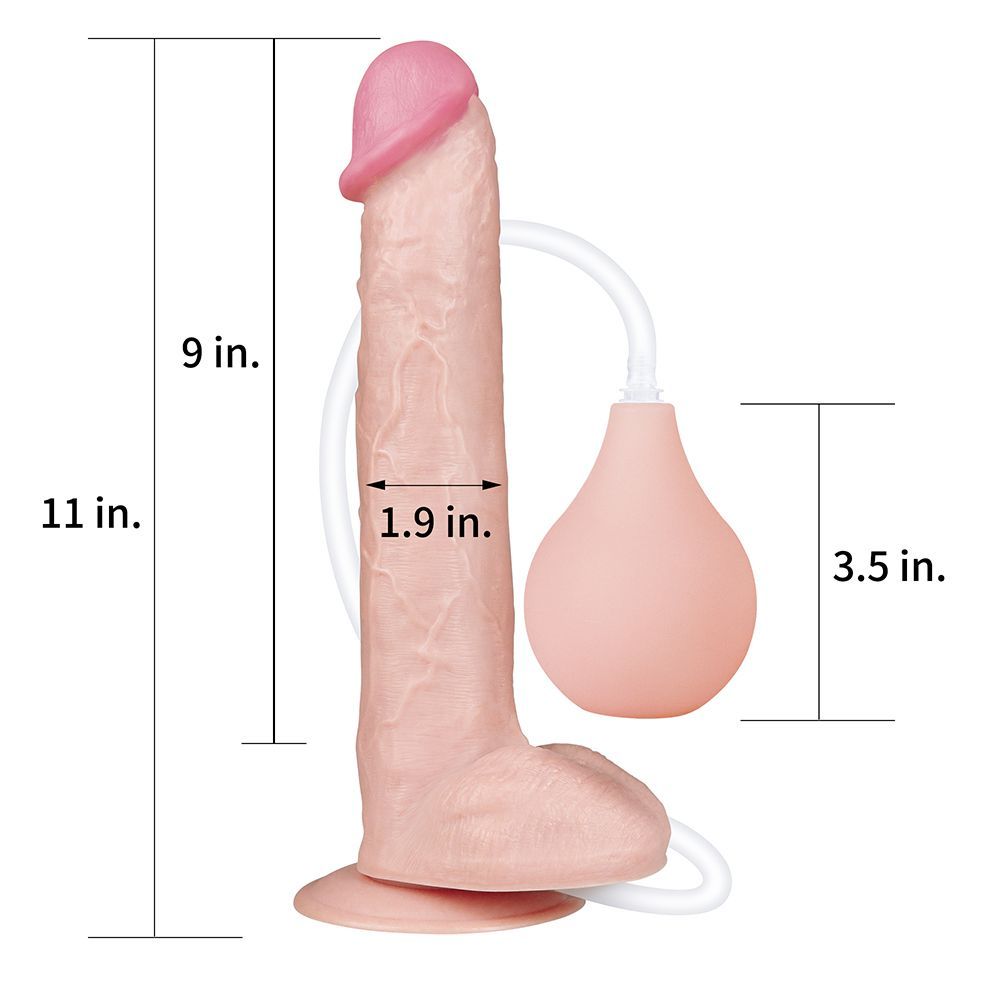 Enjoy lots of horny, squirting fun with this LoveToy squirt ... Lovetoy - 11" Squirt Extreme Dildo - Flesh photo-6