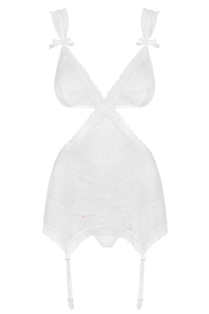 Wanna feel this? Imagine yourself wearing this sexy attire a... Obsessive - Swanita Corset & Thong - White - L/XL photo-5