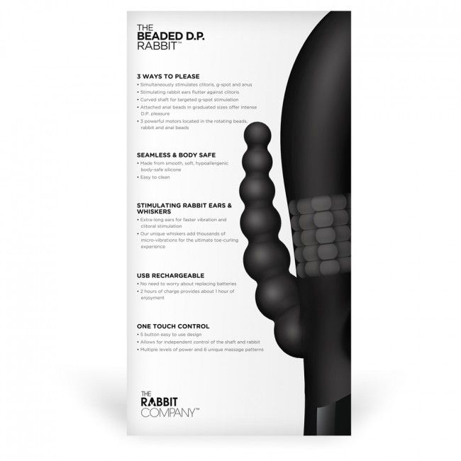 Simultaneously target the g-spot, clitoris and anus with 3 w... TRC - The Beaded DP Rabbit - Black photo-7