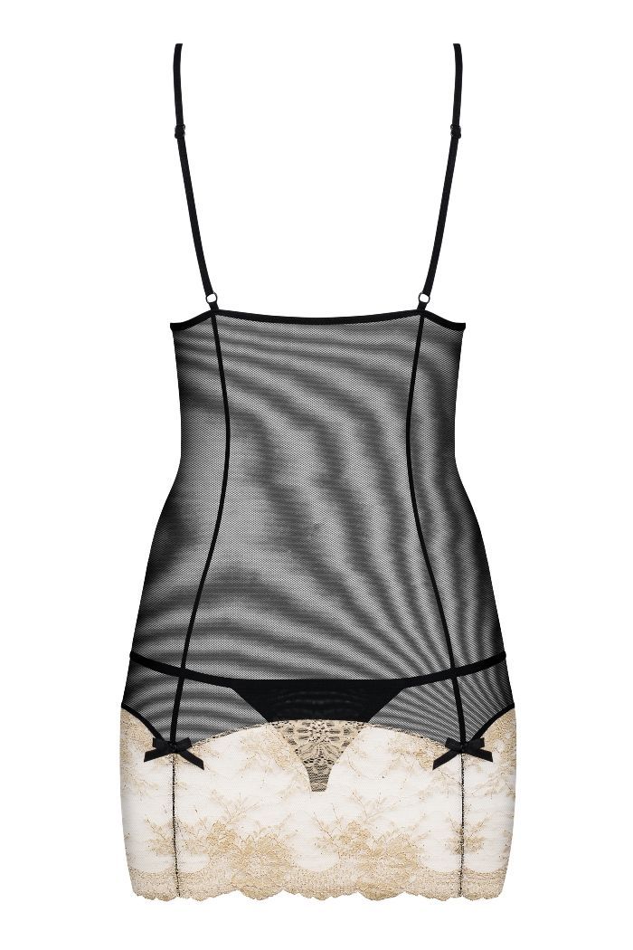 Are you dreaming about an exceptionally sexy and adorable lo... Obsessive - Bisquella Chemise & Thong - Black - XXL photo-6