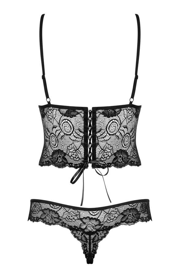 Sexy lace in a super-new design? Tonight, you’re gonna be th... Obsessive - Alluria Teddy - Black - S/M photo-8