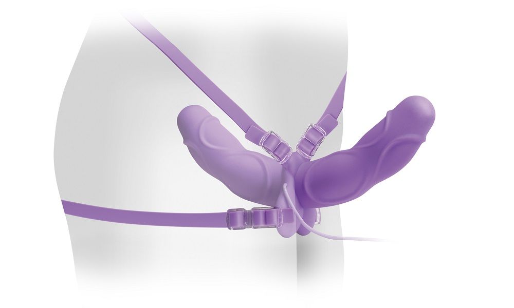 When your fetish-play demands the best materials possible, o... Fetish Fantasy - Vibro Double Delight Strap-On - Purple photo-2