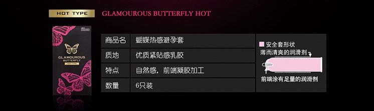 The condom has a special lubricant that turns warm when gets... Jex - Glamourous Butterfly Hot Type 12's Pack photo-11