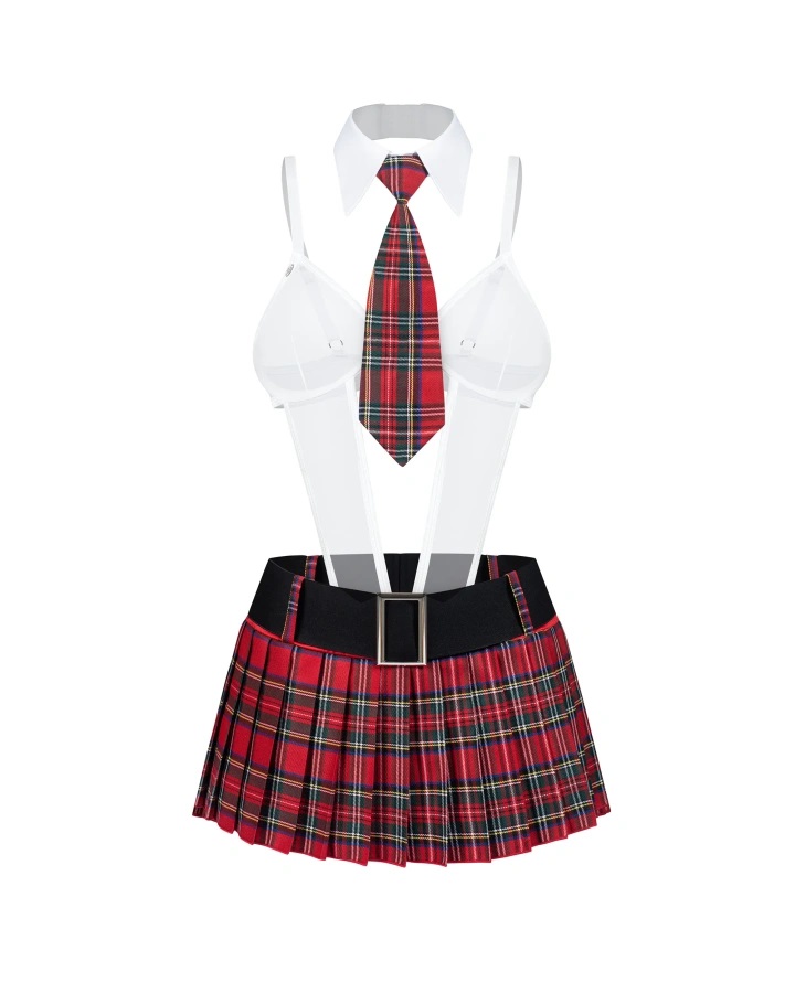 Obsessive - College Girl Costume 5 pcs - Red - S/M photo-4