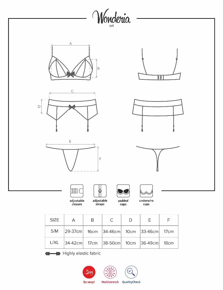 Amazing design, sensual lace, coquettish straps, adorable bo... Obsessive - Wonderia Set 3pcs - Black - S/M photo-12