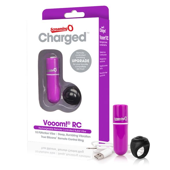 Charged Vooom RC is a deep rumbling rechargeable bullet powe... The Screaming O - Charged Remote Control Vooom Bullet - Purple photo-4