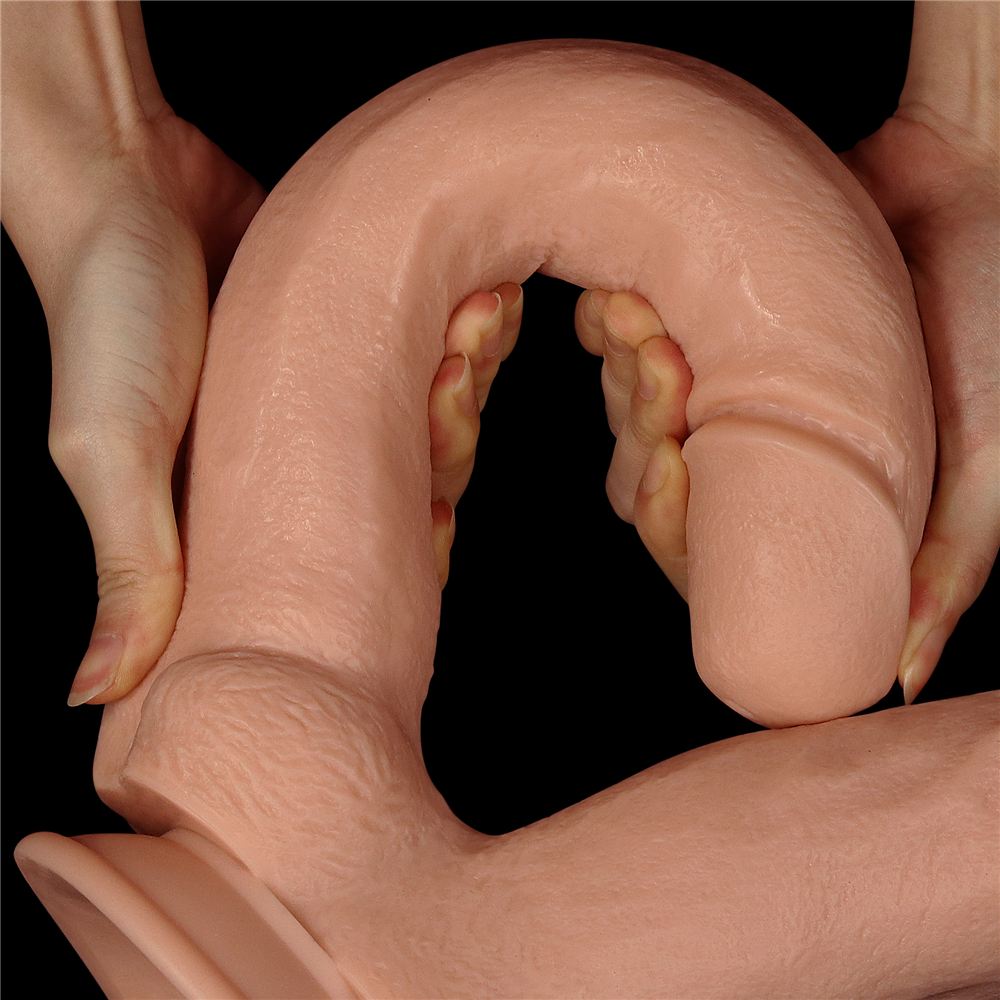 Explore every inch of legendary king-sized realistic Mega do... Lovetoy - 12" Mega Double Dildo - Flesh photo-7