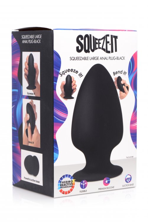 Available in 3 sizes, this squeezable, bendable butt plug ma... Squeeze-It - Anal Plug L-size - Black photo-6