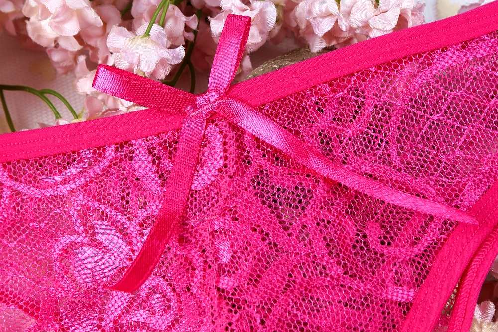 SB - 開檔內褲 T192 - 玫瑰紅色 照片-9