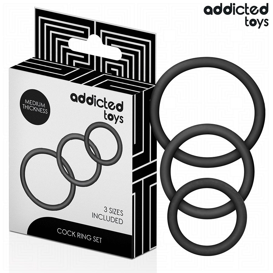 This Addicted Toys cock ring set includes three rings of dif... Addicted Toys - Cock Rings Set - Black photo-5